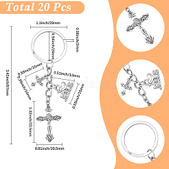 20 porte-clés croix en alliage avec pendentif sacré&nbsp;KEYC-SC00055