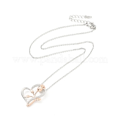 Прозрачное кубическое циркониевое сердце с кулоном в виде розы&nbsp;NJEW-F293-01B-RG