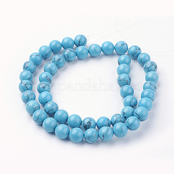 Синтетические нити бирюзового бисера G-G735-13-8mm