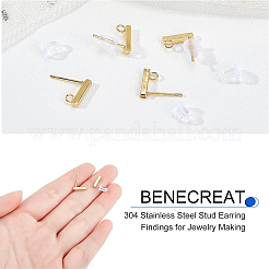 80 шт. прямоугольная фурнитура для сережек-гвоздиков из нержавеющей стали STAS-BC0003-09