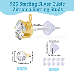 30 шт. фурнитура для сережек-гвоздиков из прозрачного кубического циркония&nbsp;EJEW-BBC0002-07C