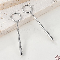 Женские серьги-кольца с каплевидной планкой из стерлингового серебра с родиевым покрытием EJEW-F317-30P