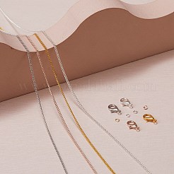 20m4色真鍮製カーブチェーン  亜鉛合金製ロブスタークロウ留め金40個と304ステンレススチール製丸カン40個付き  DIYジュエリー作成キット用  ミックスカラー  2x1.5x0.3mm&nbsp;DIY-SZ0002-03