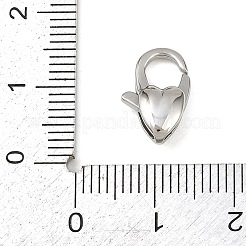 316ステンレススチール製ロブスタークロウ留め金  ハート  ステンレス鋼色  13x9x4mm  穴：2x1.2mm&nbsp;STAS-C154-03A-P