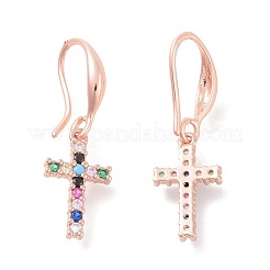 Micro ottone spianare zirconi orecchini pendenti&nbsp;EJEW-F233-02RG