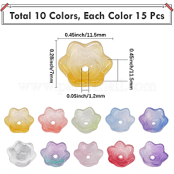 150 шт. 10-цветные прозрачные двухцветные стеклянные бусины&nbsp;GLAA-LT0001-04E