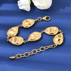 Armbänder aus strukturiertem 316L-Chirurgenstahl mit Gliederkette für Damen&nbsp;BJEW-D454-03G