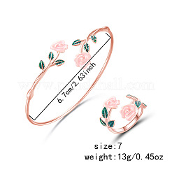 Наборы из браслета-манжеты и колец-манжет с эмалью из розового сплава FS-WGBA561-03