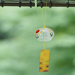 1 шт. японские стеклянные колокольчики с изображением сакуры&nbsp;AJEW-LP0010-22B