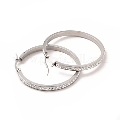 Большие серьги-кольца из прозрачного кубического циркония EJEW-C011-06P