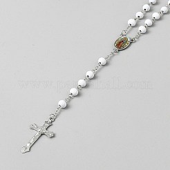 Religiöse Rosenkranz-Perlenketten aus Rondellharz&nbsp;NJEW-WH0013-72B
