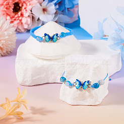 Регулируемые браслеты из нейлоновой оплетки из бусин BJEW-TA00481