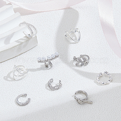 9 шт. 9 стиля s925 серьги-каффы из стерлингового серебра&nbsp;EJEW-UN0002-83