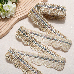 5 ярд веерообразная кружевная лента из полиэстеровой органзы в этническом стиле&nbsp;OCOR-CY0001-18