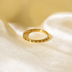 Минималистичное женское кольцо из нержавеющей стали 304 с ажурным цветочным дизайном&nbsp;EM2206-1