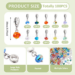 100 Stück 10 Farben galvanisieren transparentes Glas facettierte Kürbis europäischen Baumeln Charms&nbsp;PALLOY-TAC0232