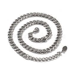 Не тускнеющая цепочка из нержавеющей стали 304 с бриллиантовой огранкой и кубинскими звеньями NJEW-D045-09P