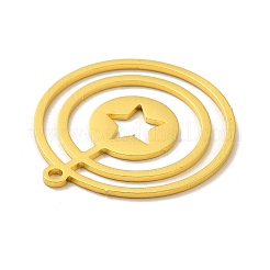 ステンレスペンダント201個  スターとフラットラウンド  ゴールドカラー  29.5x27x1mm  穴：1.6mm&nbsp;STAS-E175-07G