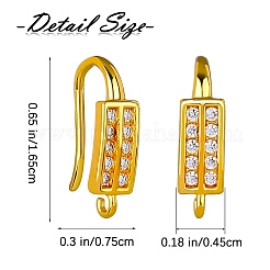 10 пара крючков для сережек из латуни с микропаве и прозрачным фианитом&nbsp;ZIRC-SZ0005-12