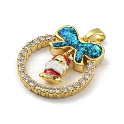 Colgantes de circonita cúbica micro pavé de latón navideño&nbsp;KK-H468-01E-02G