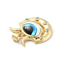 Oeil avec lune pendentifs en laiton micro pavé de zircons cubiques clairs&nbsp;KK-G419-12G-04