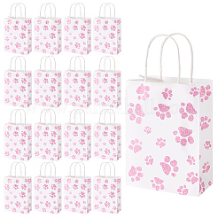 Прямоугольные бумажные пакеты для хранения с рисунком лапы и ручкой ABAG-WH0046-39C