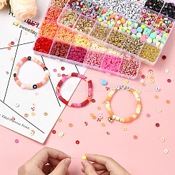 Наборы для изготовления браслетов из плоских круглых бусин ручной работы из полимерной глины и акрила&nbsp;DIY-YW0011-08