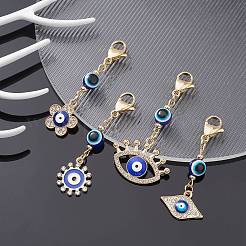 Evil-Eye-Emaille-Legierung mit Strass-Anhängerdekoration&nbsp;HJEW-JM01039