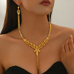 Комплекты серег и ожерелий из винтажного сплава с полыми листьями для женщин&nbsp;II4104