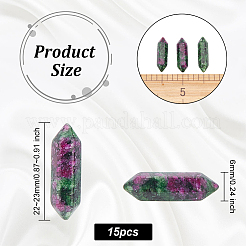 15 шт. натуральный рубин в цоизите с двойными наконечниками&nbsp;G-OC0003-67