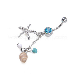 Кольца для живота в форме изогнутой штанги из нержавеющей стали 304 с кубическим цирконием FS-WGCE39A-01