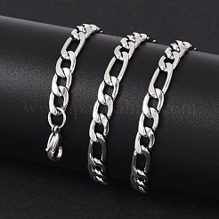 変色しないファッショナブルな304ステンレススチール製フィガロチェーンネックレス（男性用）  カニカン付き  ステンレス鋼色  21.65インチ（55cm）  6mm&nbsp;X-STAS-A028-N017P