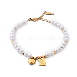 Ионное покрытие(ip) 304 нержавеющая сталь браслеты с подвесками для женщин BJEW-P345-05G