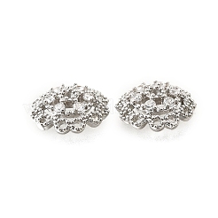 Колпачки для бусин из прозрачного кубического циркония с микропаве из латуни&nbsp;KK-V008-33P