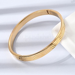 Браслеты на шарнирах из нержавеющей стали 304 с гравировкой в виде шеврона&nbsp;BJEW-D408-28G