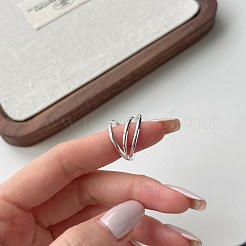 925 Sterlingsilber-Fingerring mit dreifachem Criss-Cross-Muster für Damen&nbsp;RJEW-M164-04