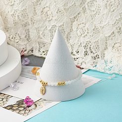 Круглый натуральный белый нефритовый плетеный браслет из бисера для девочек и женщин&nbsp;BJEW-JB06864-03