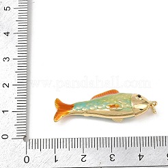 真鍮製エナメルペンダント  魚  丸カン付き  鉛フリー＆カドミウムフリー  長持ちメッキ  ラックめっき  18KGP本金メッキ  薄緑  37x8x14mm  穴：3mm&nbsp;KK-L255-03G-B01