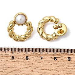 Серьги-гвоздики с жемчугом из АБС-пластика 201 из нержавеющей стали EJEW-Z151-13G-03