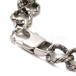 304ステンレススチール製スネーク模様カーブチェーンブレスレット  アンティークシルバー  8-3/4インチ（22.2cm）&nbsp;BJEW-E094-07AS