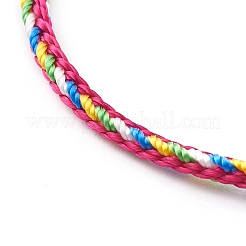 ナイロンツイストコードブレスレット  304ステンレススチール製金具付き  濃いピンク  7.48インチ（19cm）&nbsp;BJEW-JB06479-06