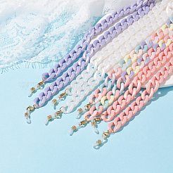 スプレー塗装されたアクリルカーブチェーン  眼鏡チェーン  304ステンレススチールのロブスタークロウ留め金とグラスラバーループエンド付き  ミックスカラー  26.38インチ（67cm）&nbsp;AJEW-EH00384