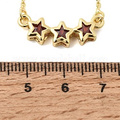 Colliers pendentifs triple étoile en laiton et verre&nbsp;KK-CBAB173-03G-11