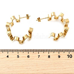 Серьги-гвоздики из нержавеющей стали 304 в форме буквы С с подвеской-складкой&nbsp;EJEW-D315-01G