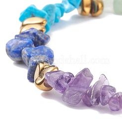 Pulsera elástica con cuentas de chips de piedras preciosas mixtas naturales y sintéticas&nbsp;BJEW-JB08074
