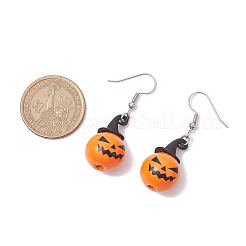 Серьги с подвесками из сплава дерева и тыквы на тему Хэллоуина EJEW-JE05850-01