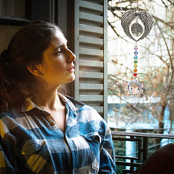 1 шт. подвесные украшения в виде крыльев ангела из термотрансферного сплава&nbsp;HJEW-BBC0001-15