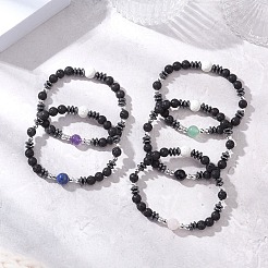 Браслеты из натуральных и синтетических бусин смешанных драгоценных камней для мужчин и женщин BJEW-JB12601