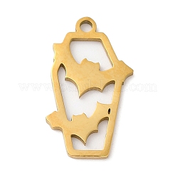 ハロウィン 201 ステンレス ペンダント  コウモリのチャームが付いた棺  ゴールドカラー  19x12x1mm  穴：1.5mm&nbsp;STAS-D053-09G