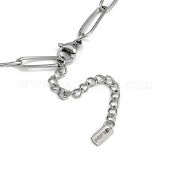 304ステンレススチールハートタッセルペンダントペーパークリップチェーンネックレス  ステンレス鋼色  18.50インチ（47cm）&nbsp;NJEW-I129-04P